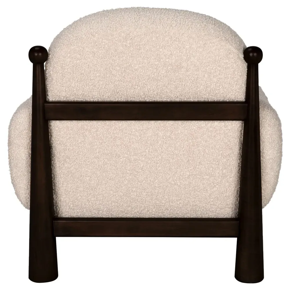 Rhett Beige Boucle Wood Arm Chair - Beige, Alder