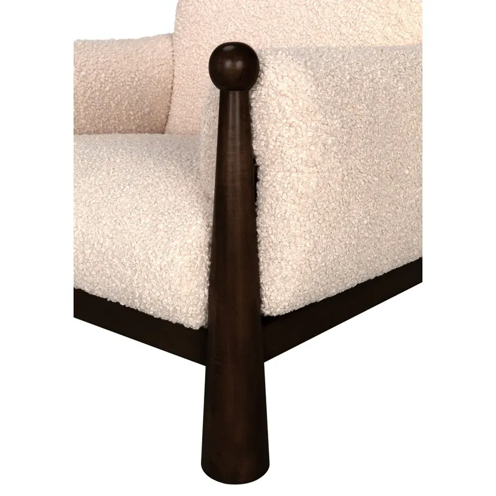 Rhett Beige Boucle Wood Arm Chair - Beige, Alder