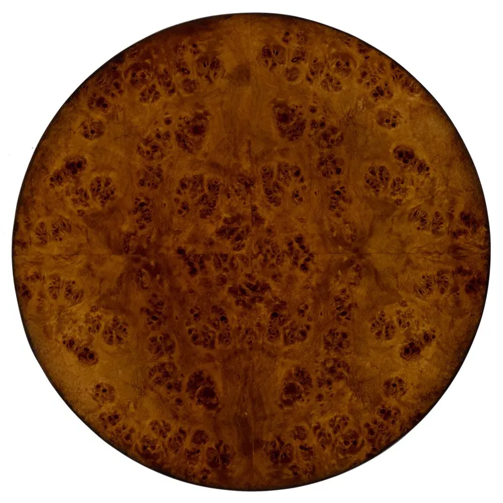 Rhett Round Side Table - Brown, Burl Veneer