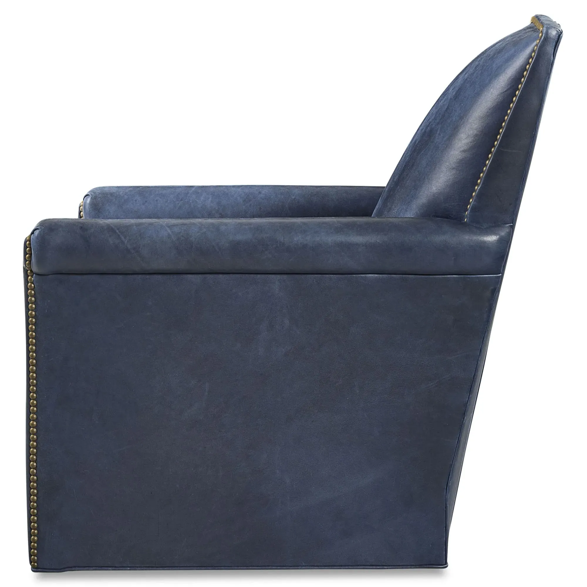 Rhett Swivel Chair - Navy Blue, Leather