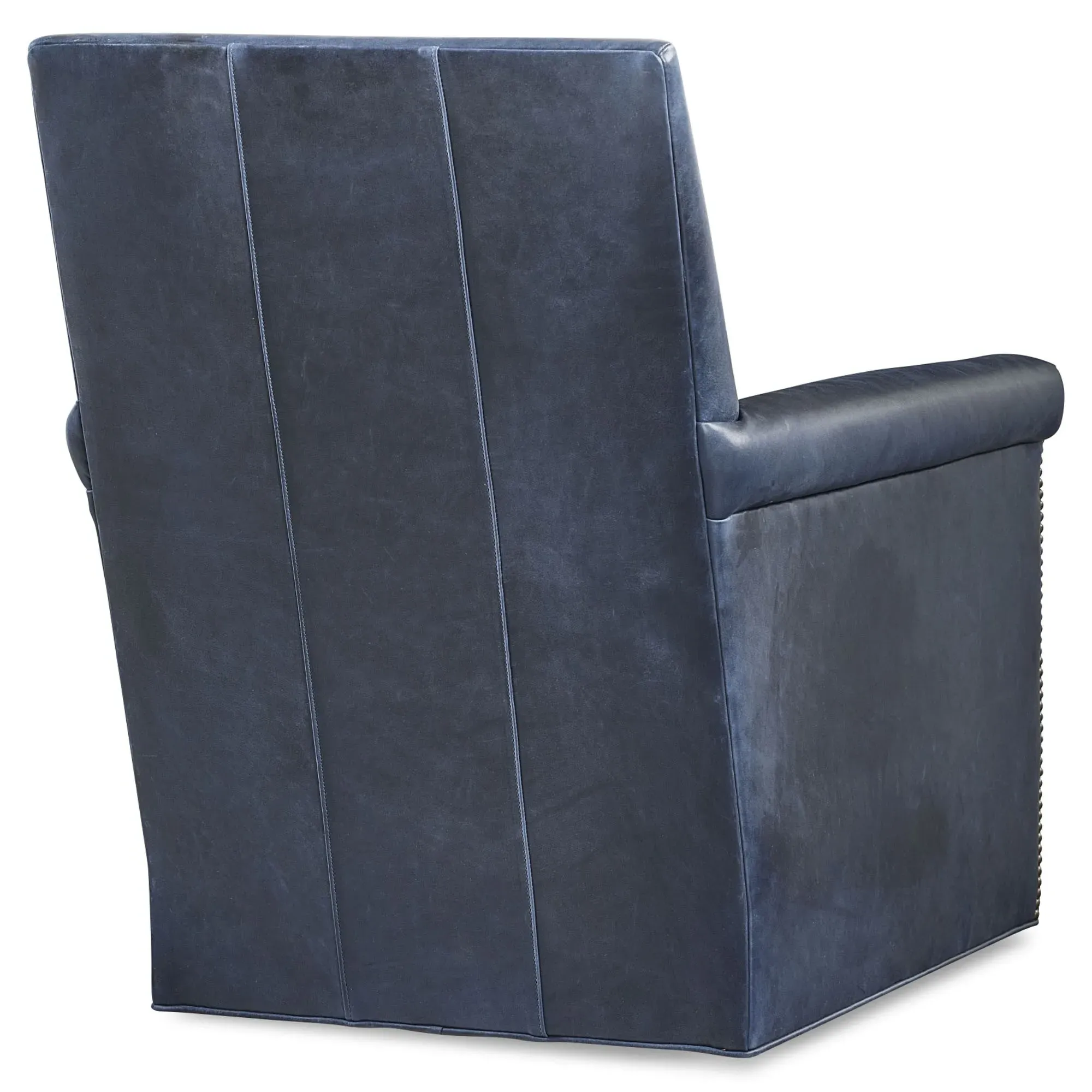 Rhett Swivel Chair - Navy Blue, Leather
