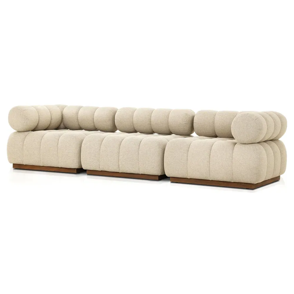 Rhey 3-Piece Outdoor Sectional - Cream, Teak