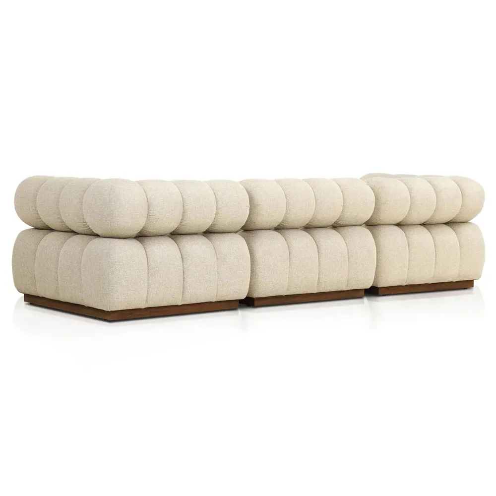 Rhey 3-Piece Outdoor Sectional - Cream, Teak