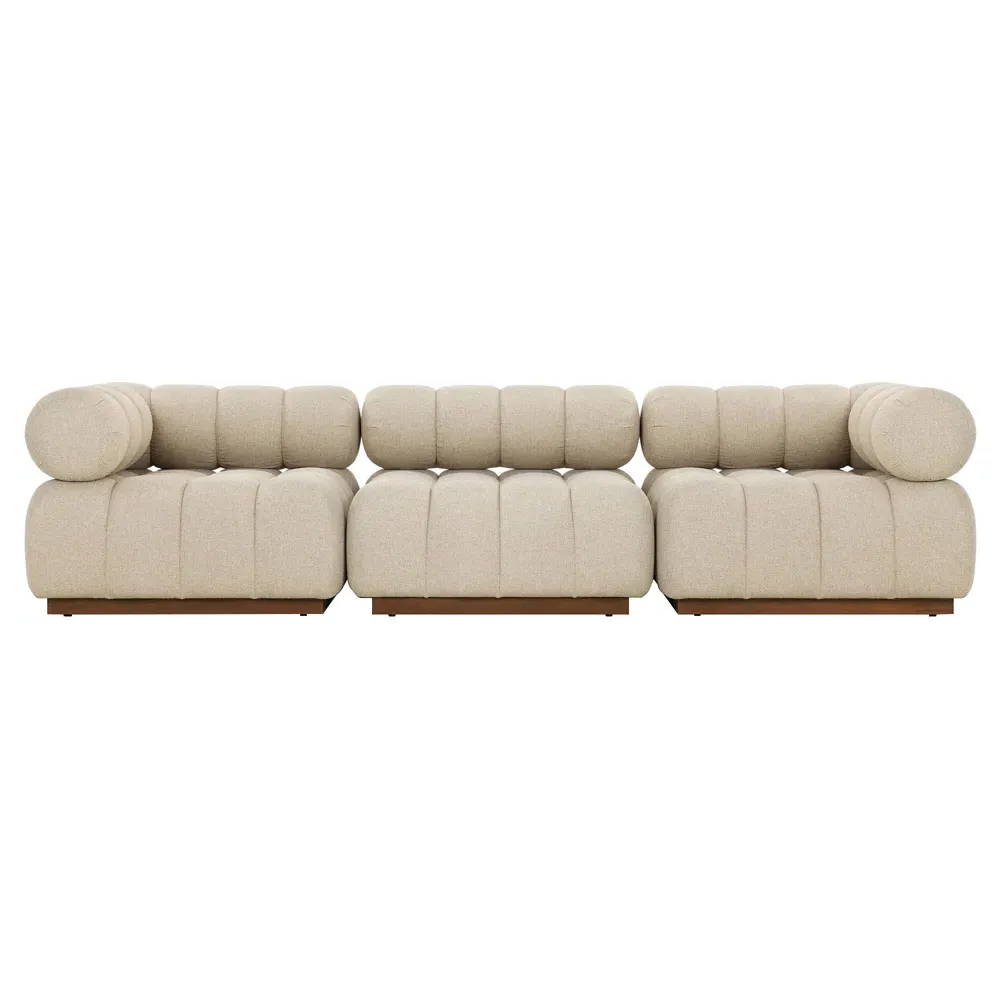 Rhey 3-Piece Outdoor Sectional - Cream, Teak