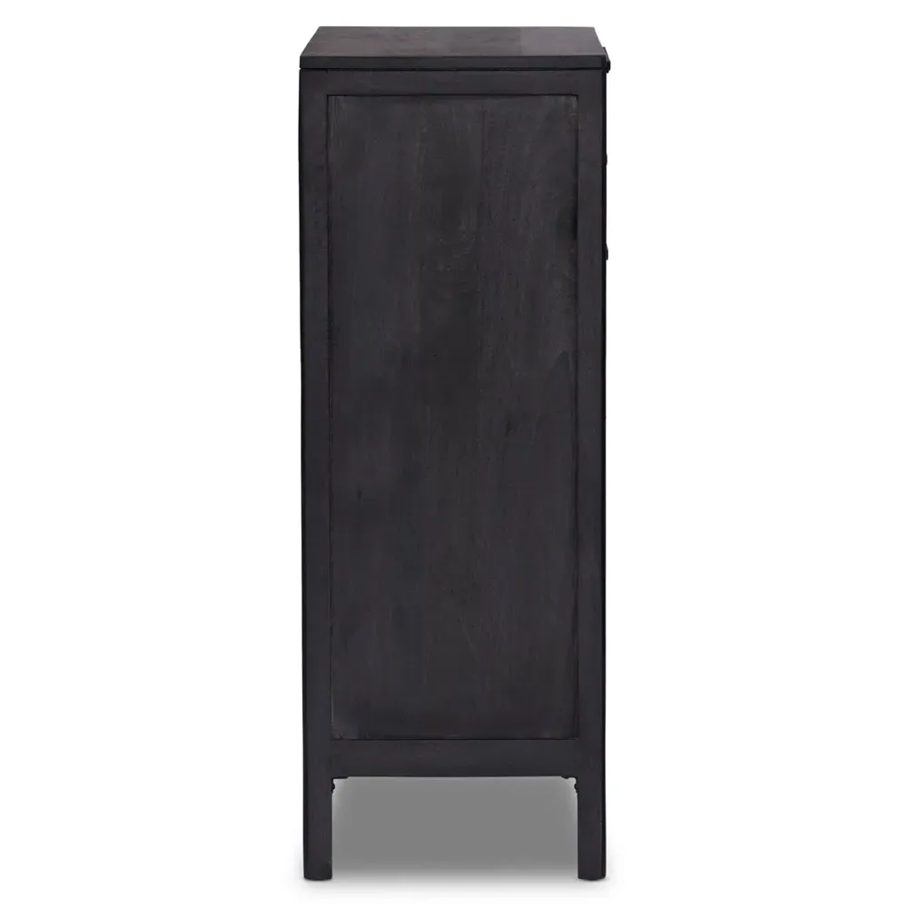 Rhian 3 Drawer Dresser with Door - Black, Mango Wood