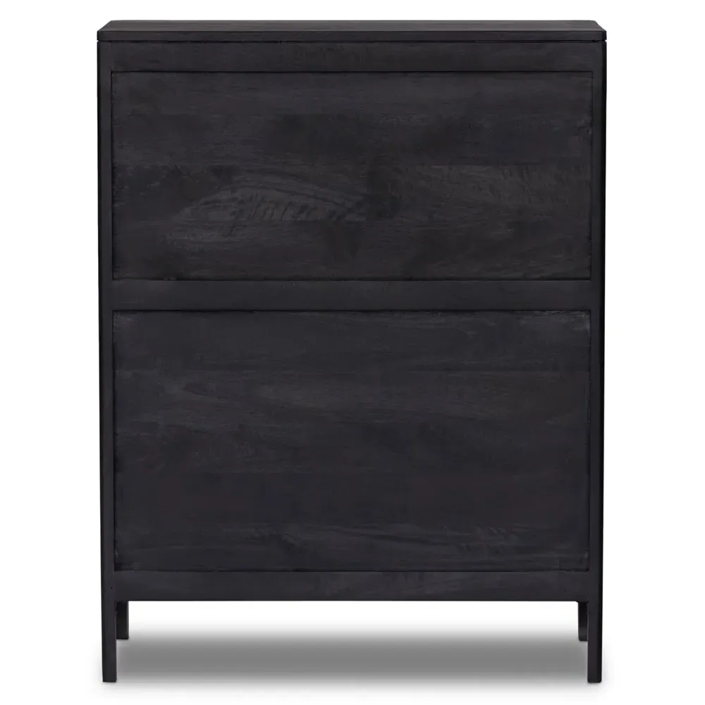 Rhian 3 Drawer Dresser with Door - Black, Mango Wood