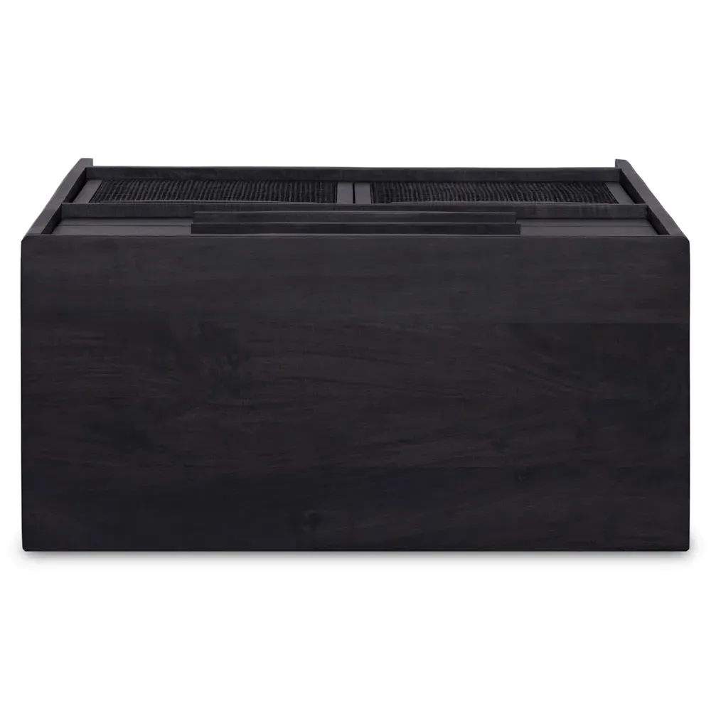 Rhian 3 Drawer Dresser with Door - Black, Mango Wood