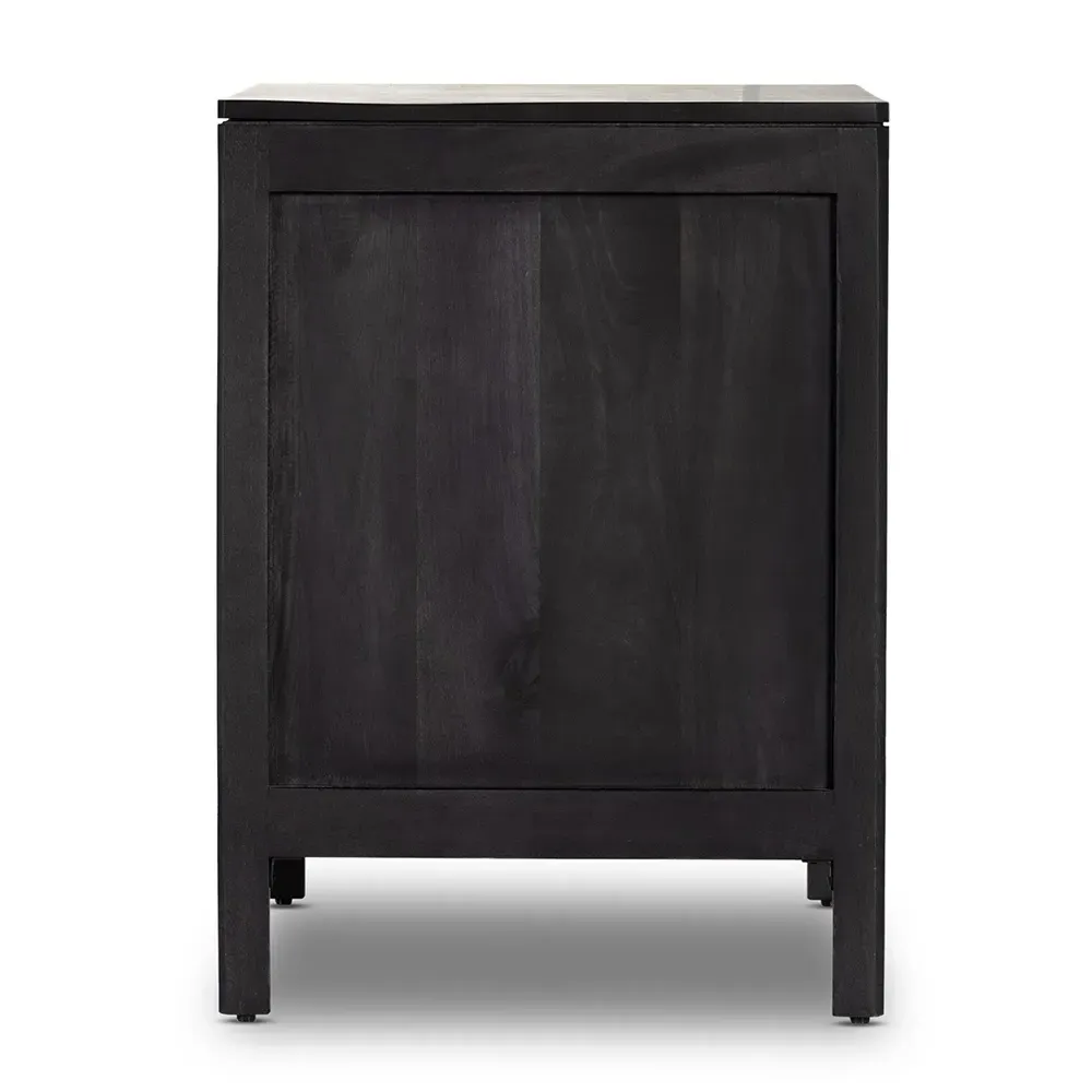 Rhian 3 Drawer Nightstand - Black, Mango Wood