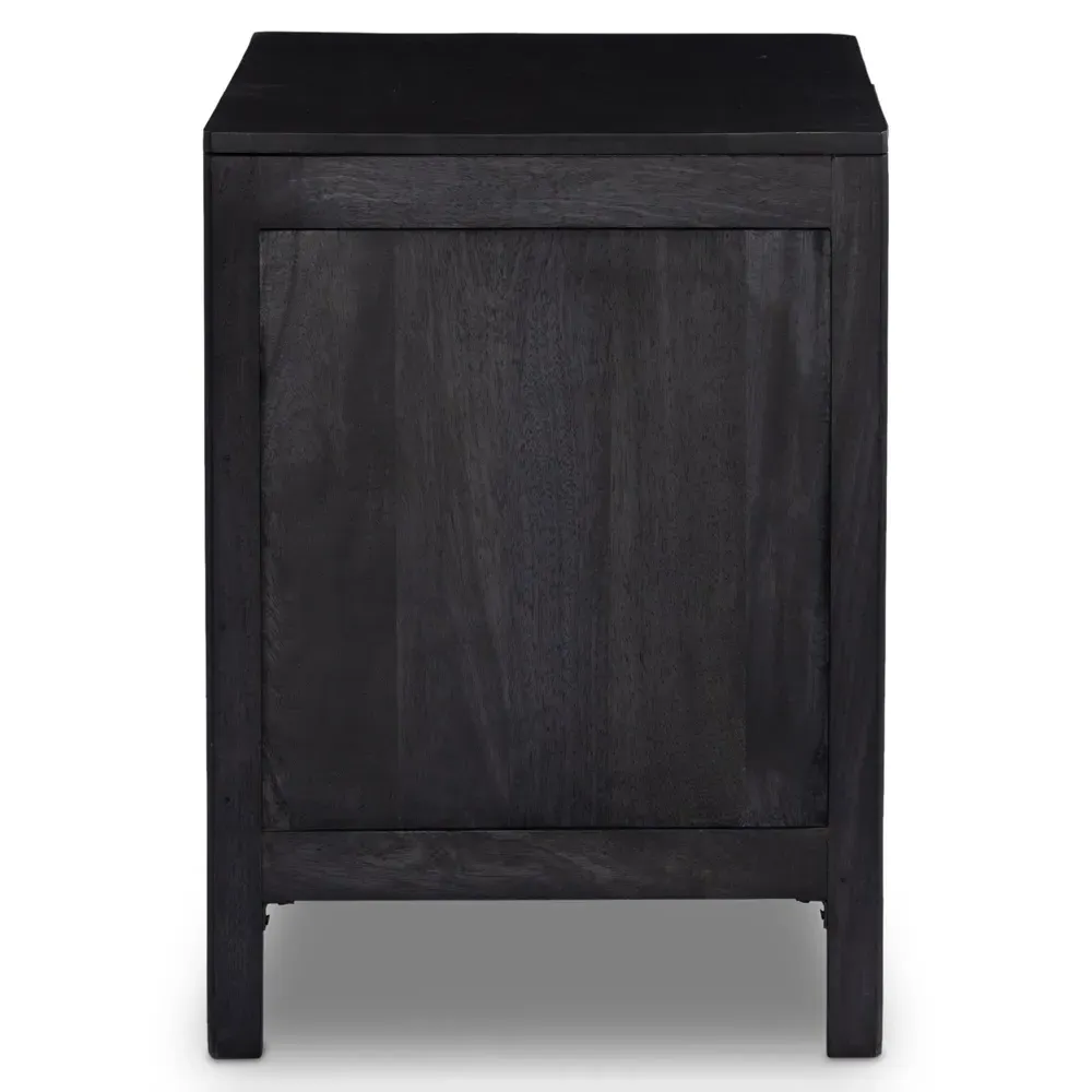 Rhian 3 Drawer Nightstand - Black, Mango Wood