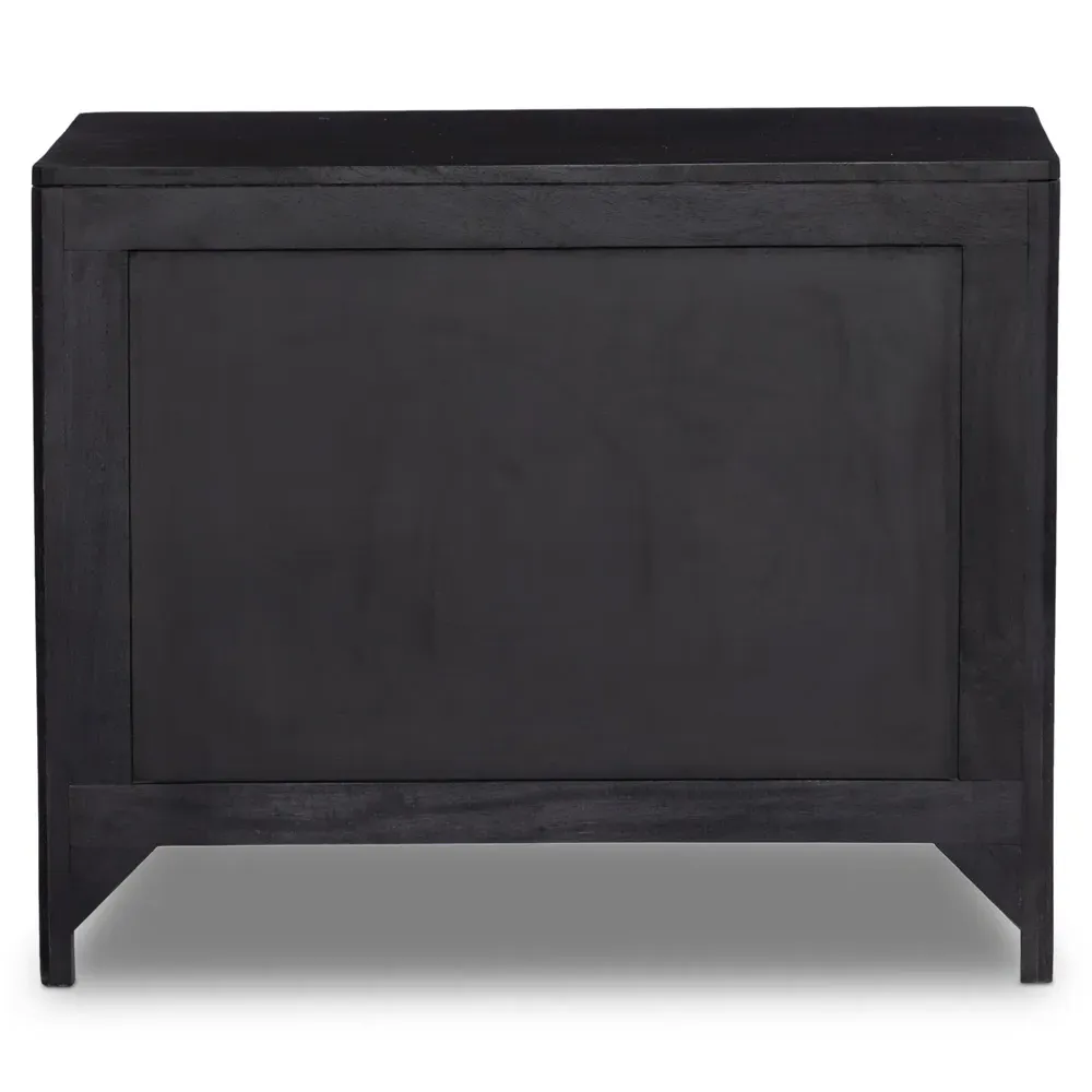 Rhian 3 Drawer Nightstand - Black, Mango Wood