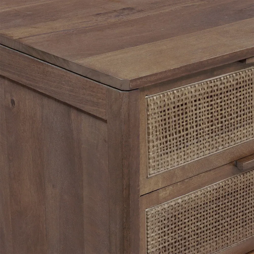 Rhian 3 Drawer Nightstand - Brown, Mango Wood