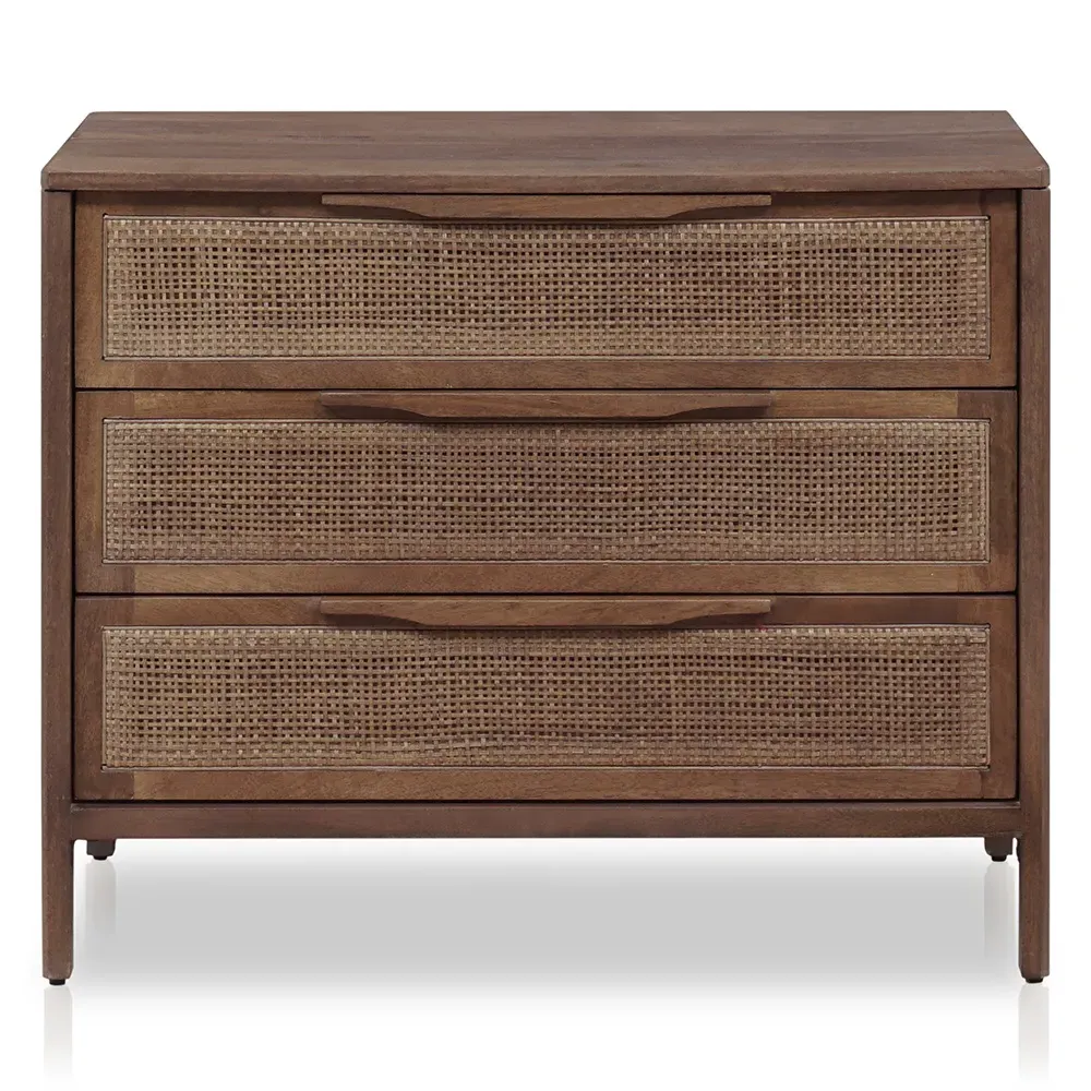Rhian 3 Drawer Nightstand - Brown, Mango Wood