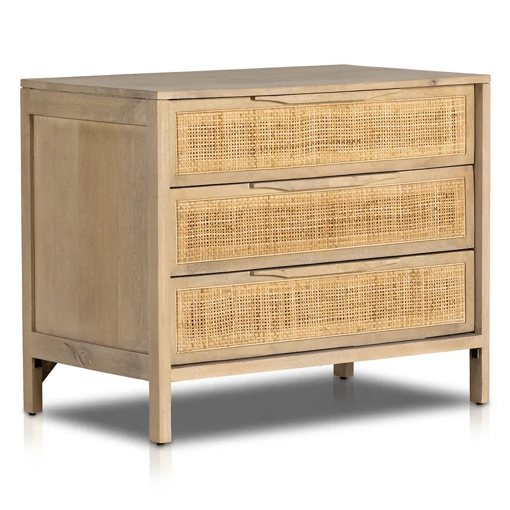 Rhian 3 Drawer Nightstand - Natural, Mango Wood