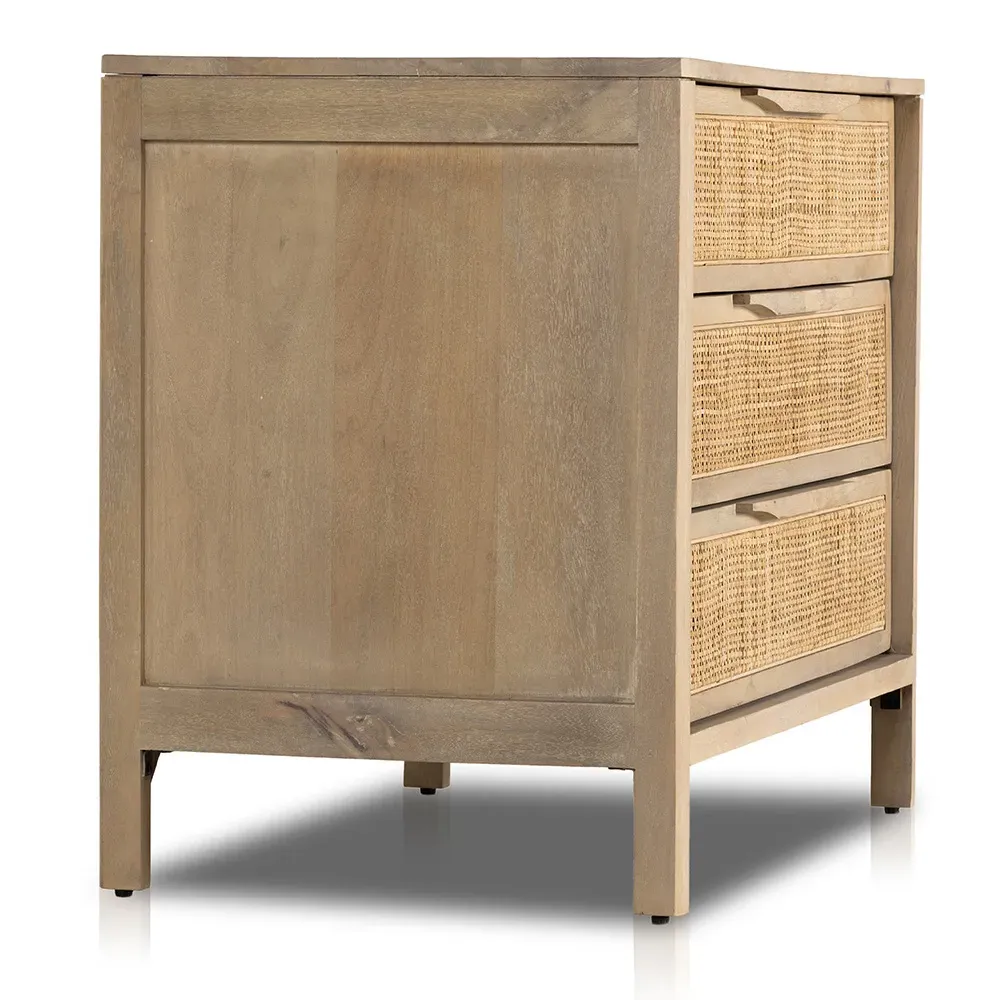 Rhian 3 Drawer Nightstand - Natural, Mango Wood