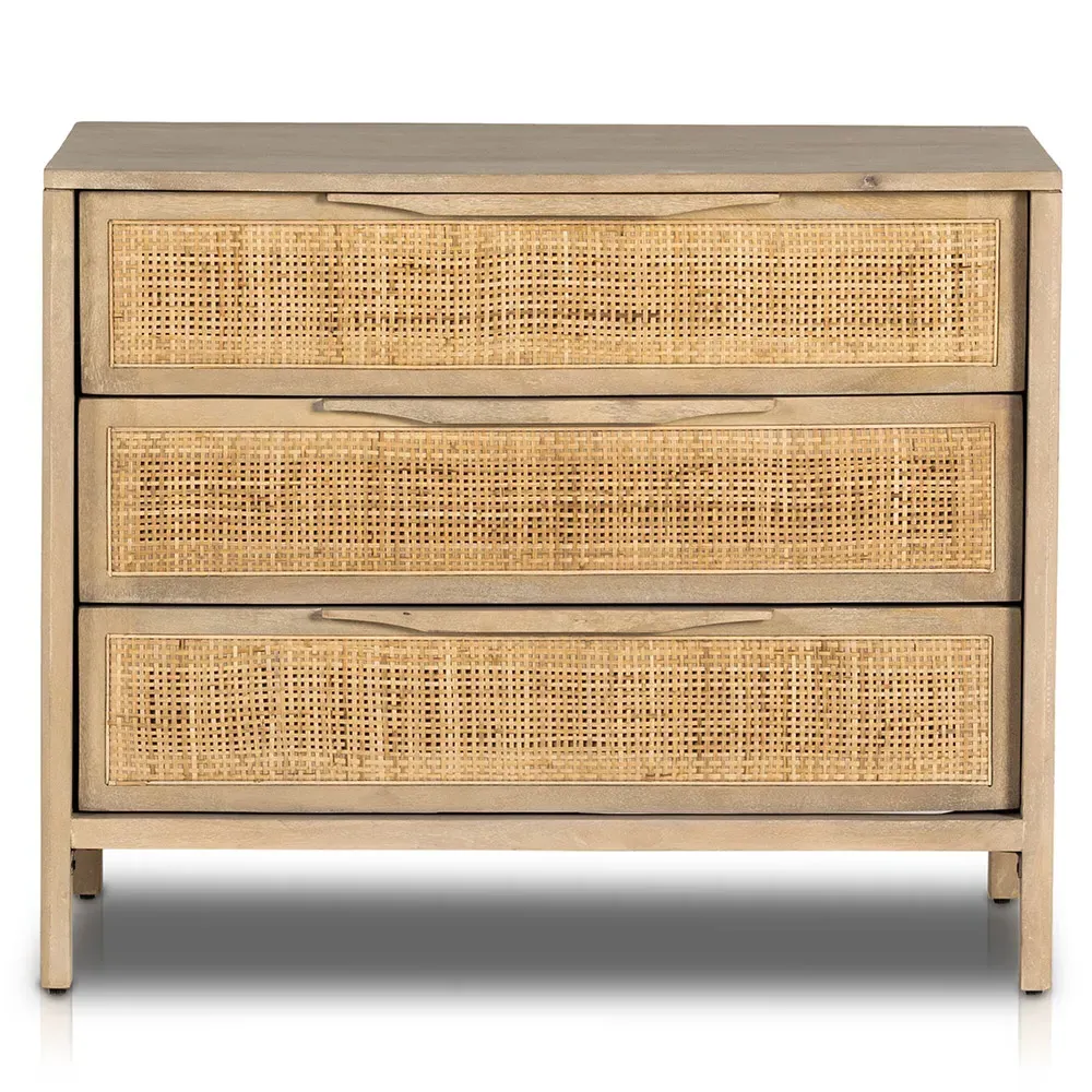 Rhian 3 Drawer Nightstand - Natural, Mango Wood