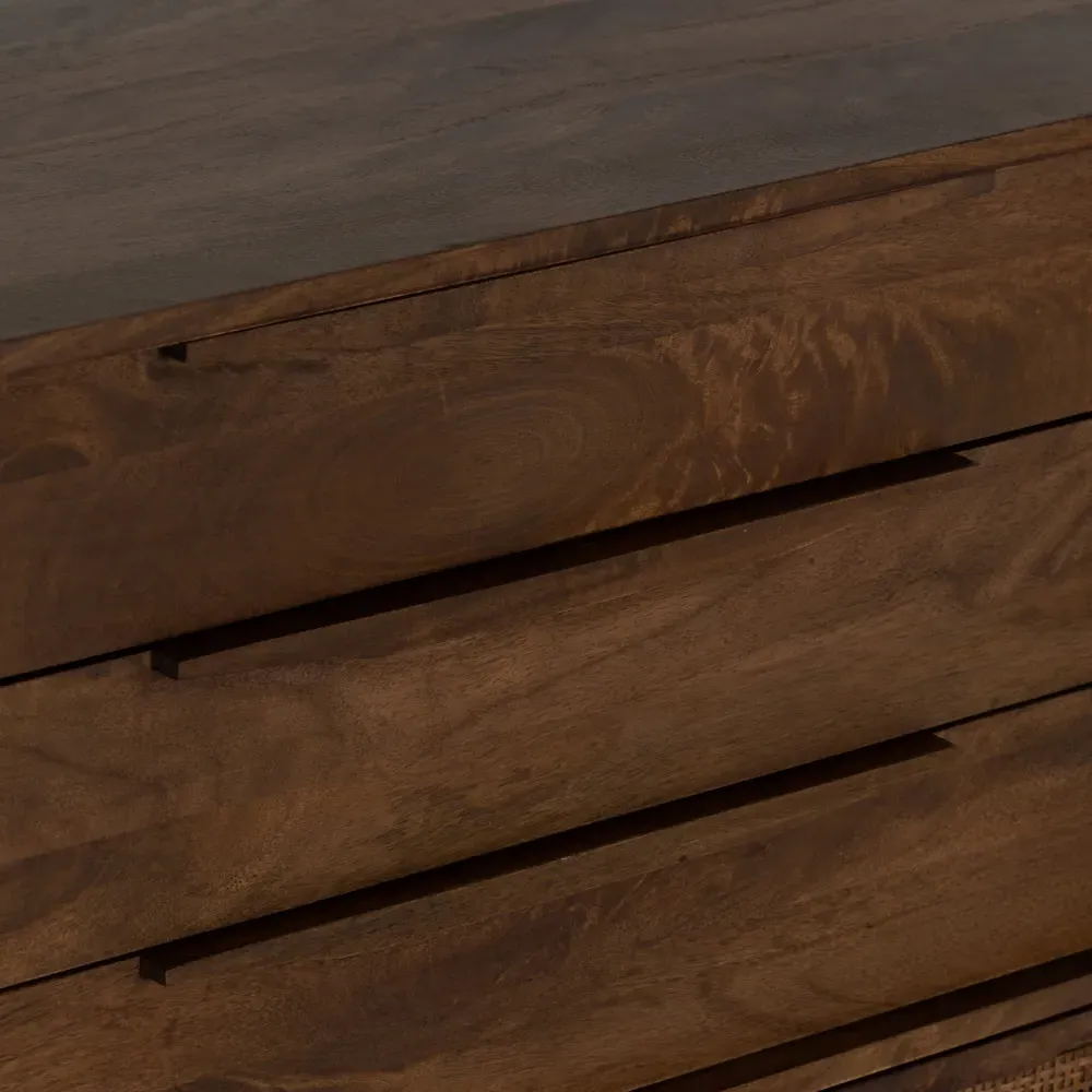 Rhian 3 Drawer Tall Chest Dresser - Brown, Mango Wood