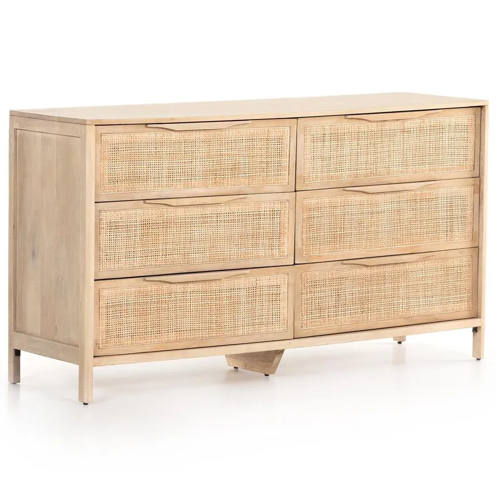 Rhian 6 Drawer Double Dresser - Natural, Mango Wood