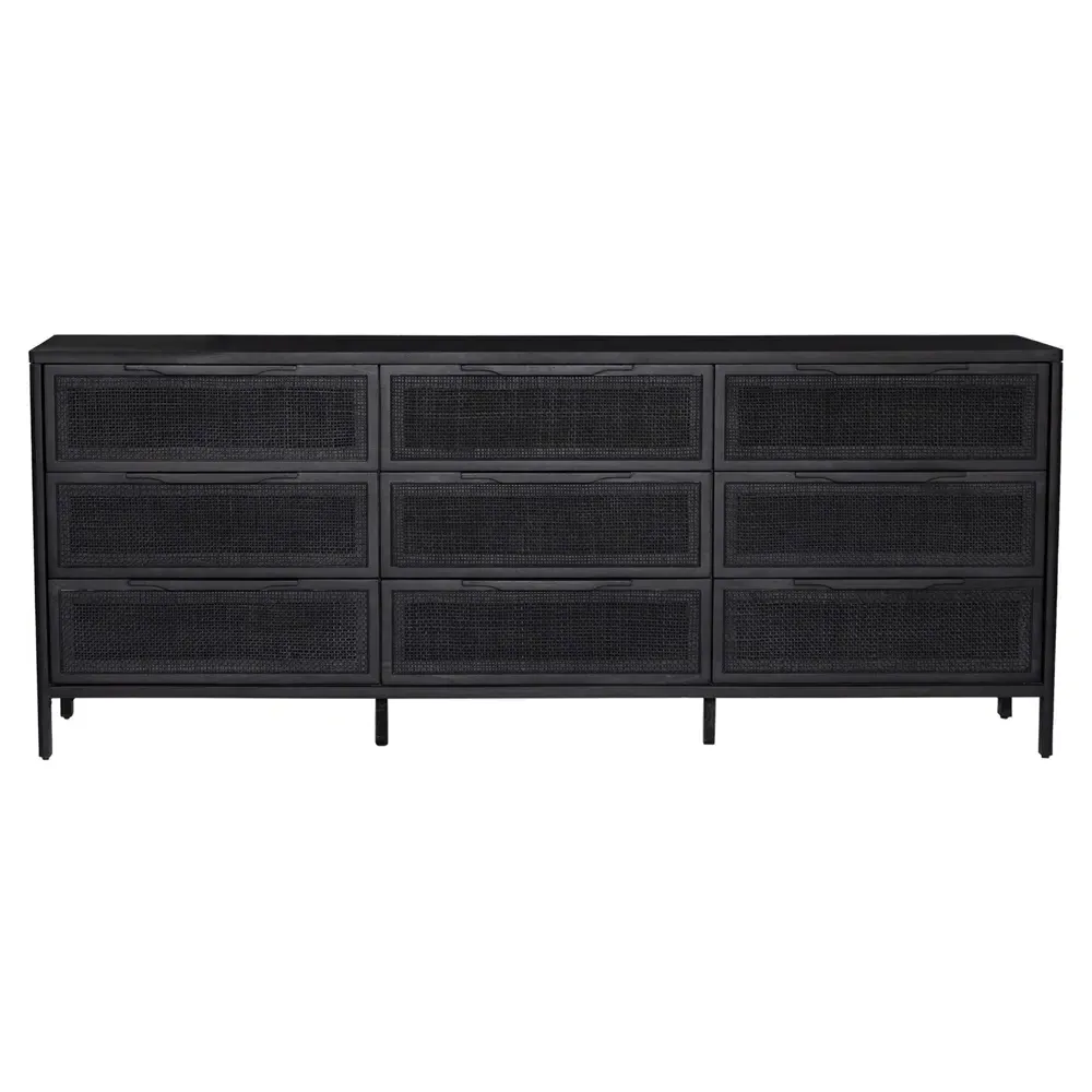 Rhian 9 Drawer Dresser - Black, Mango Wood