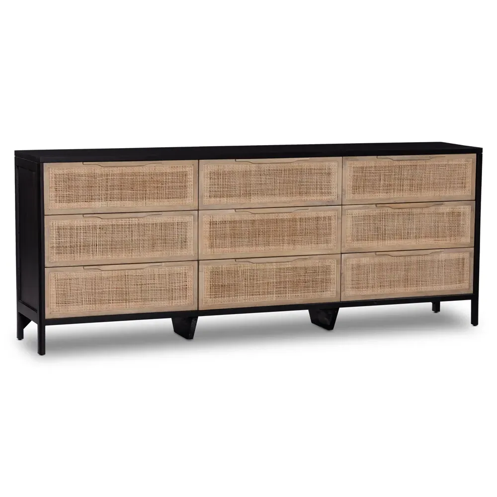 Rhian 9 Drawer Dresser - Natural, Mango Wood