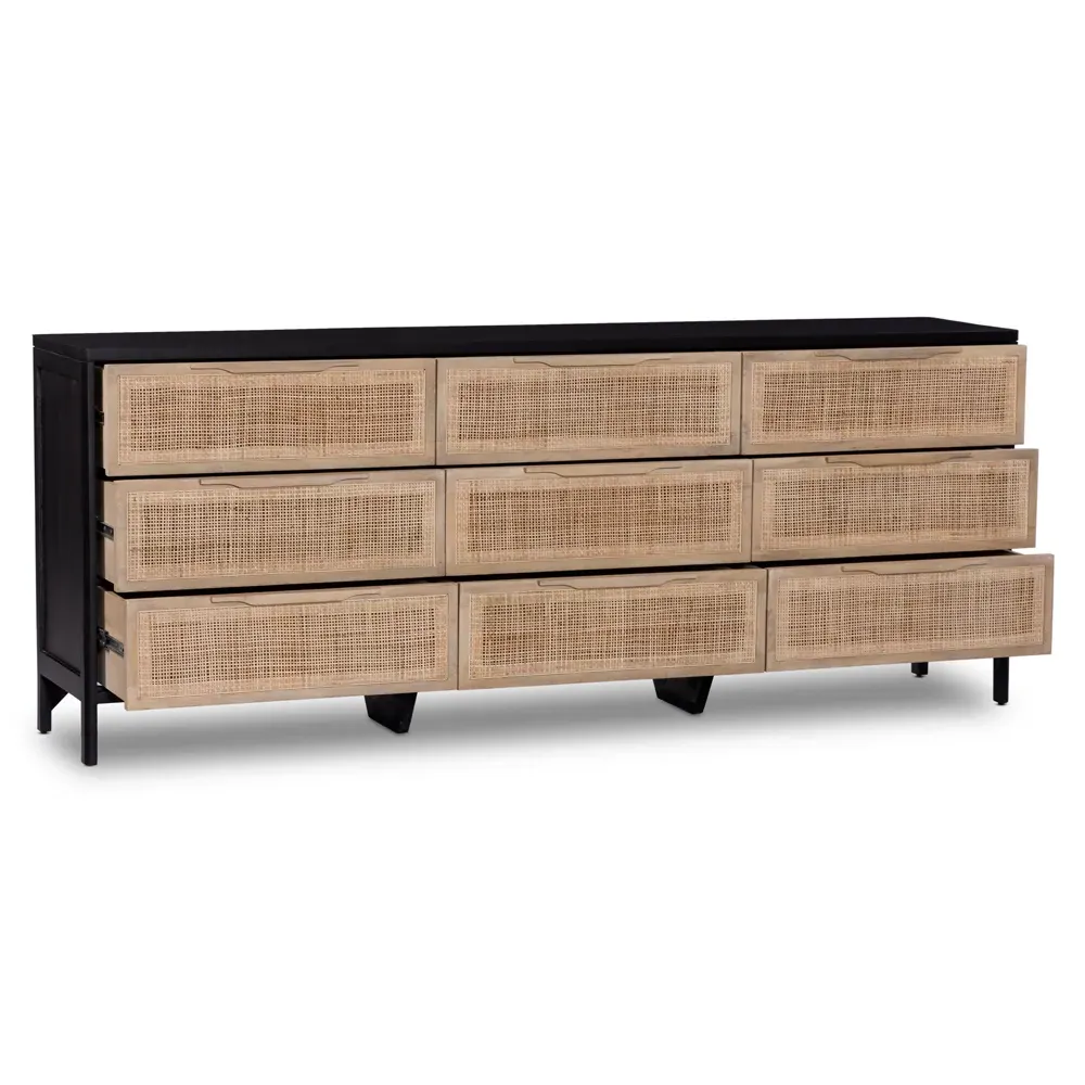 Rhian 9 Drawer Dresser - Natural, Mango Wood