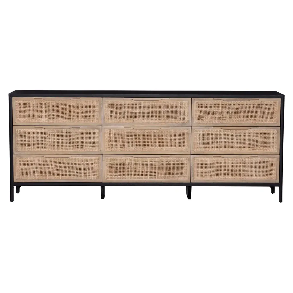 Rhian 9 Drawer Dresser - Natural, Mango Wood