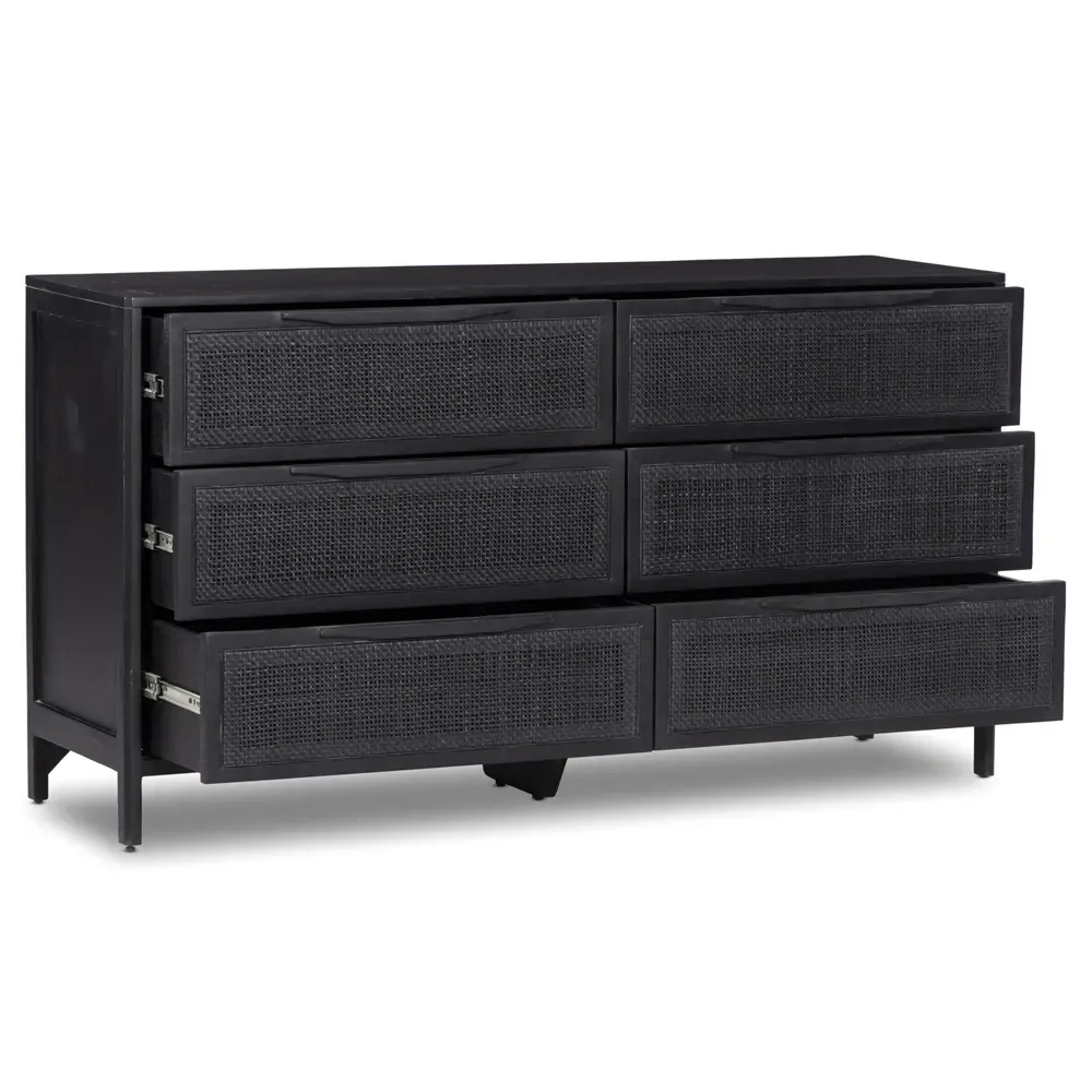 Rhian Double Dresser - Black, Mango Wood