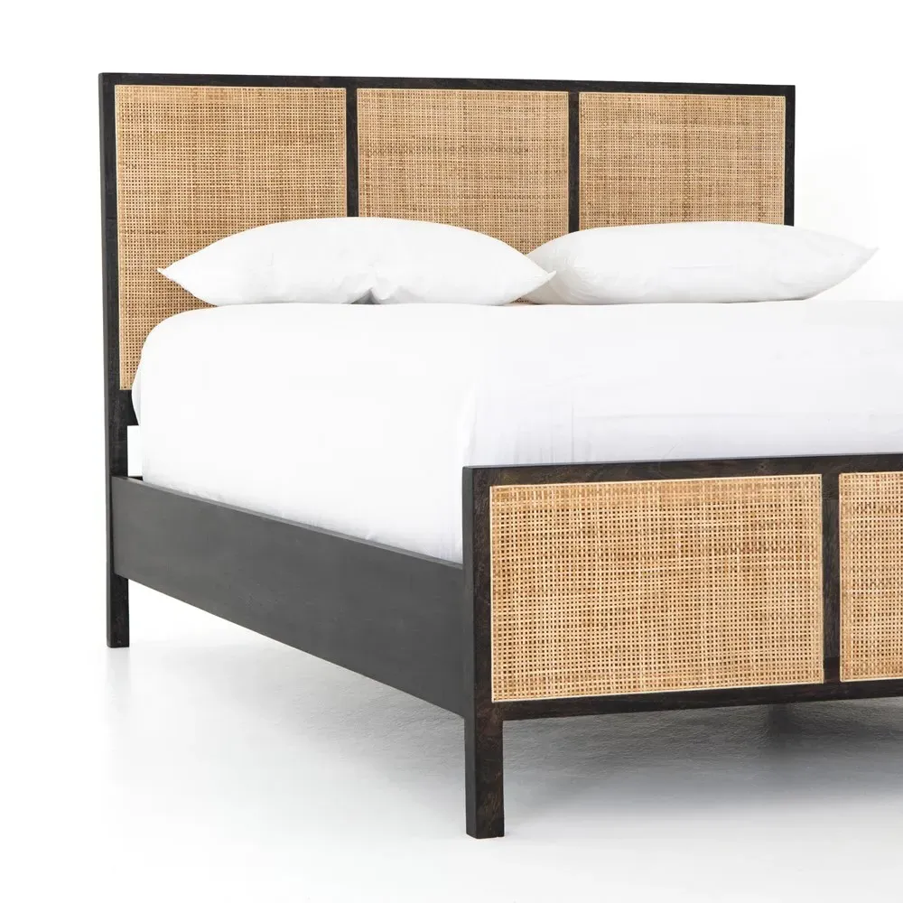 Rhian King Size Bed Frame - Black Wash, Mango Wood