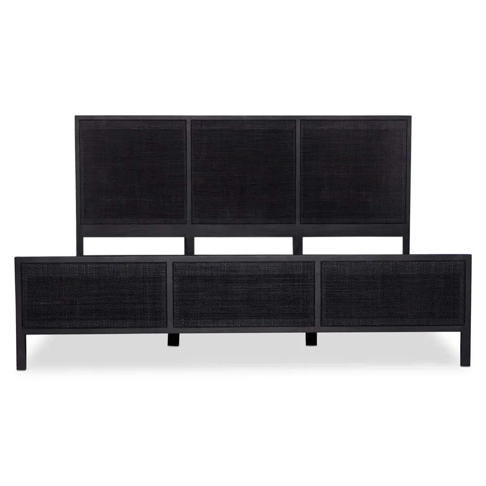 Rhian King Size Bed Frame - Black Wash, Mango Wood