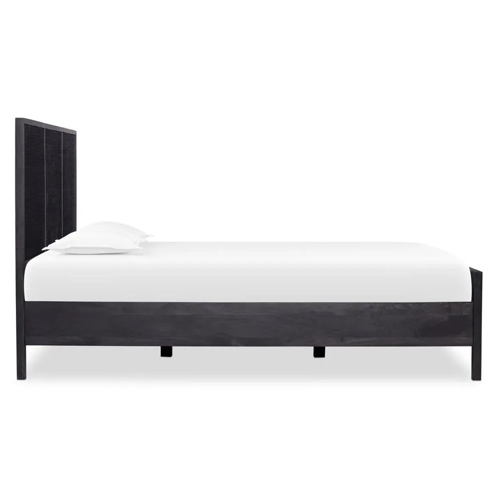 Rhian King Size Bed Frame - Black Wash, Mango Wood