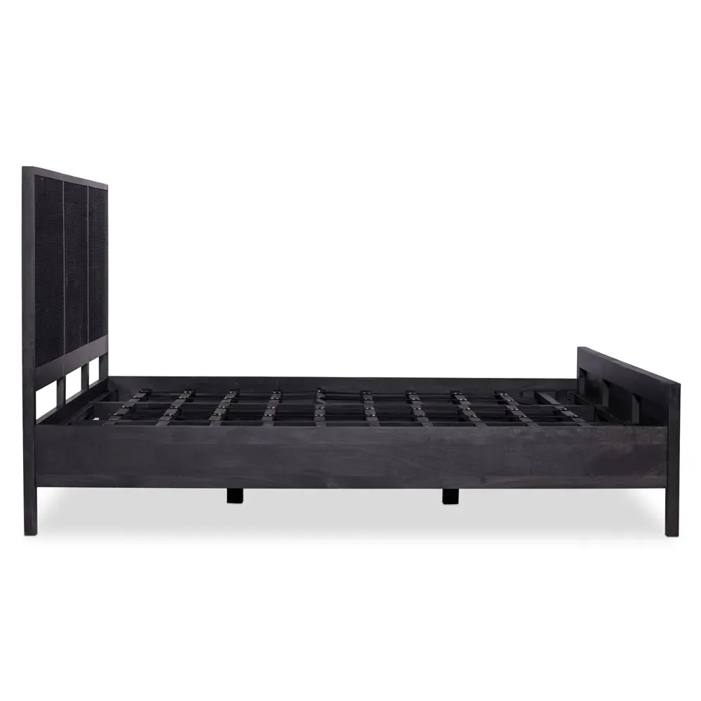 Rhian King Size Bed Frame - Black Wash, Mango Wood
