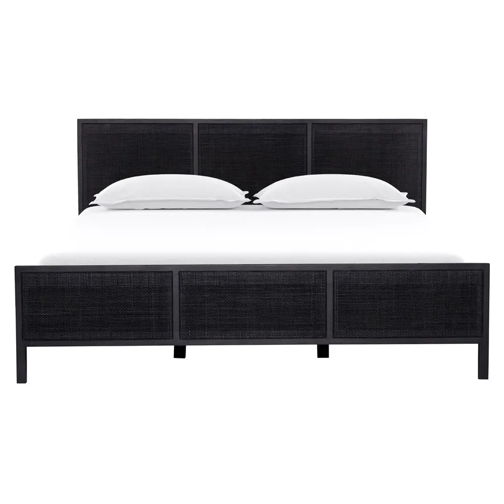 Rhian King Size Bed Frame - Black Wash, Mango Wood