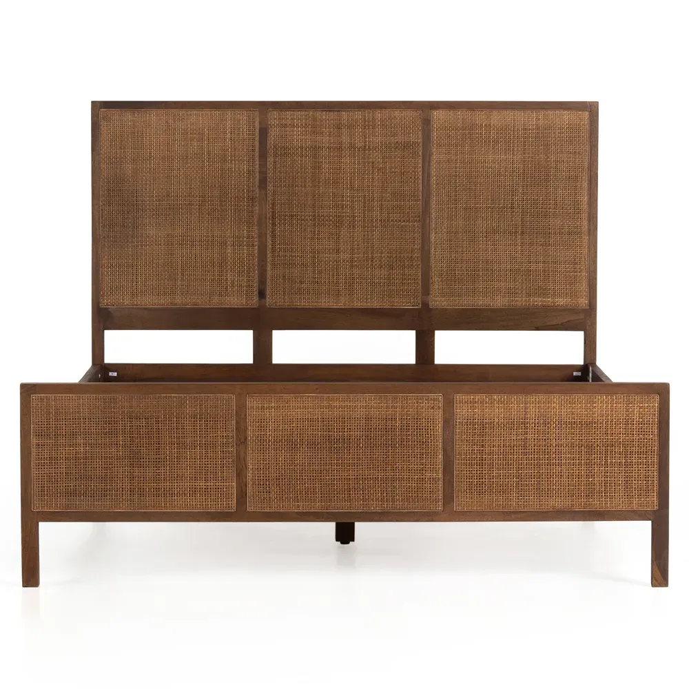 Rhian King Size Bed Frame - Dark Brown Wash, Mango Wood