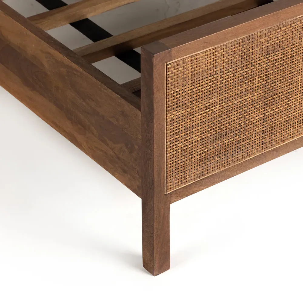 Rhian King Size Bed Frame - Dark Brown Wash, Mango Wood