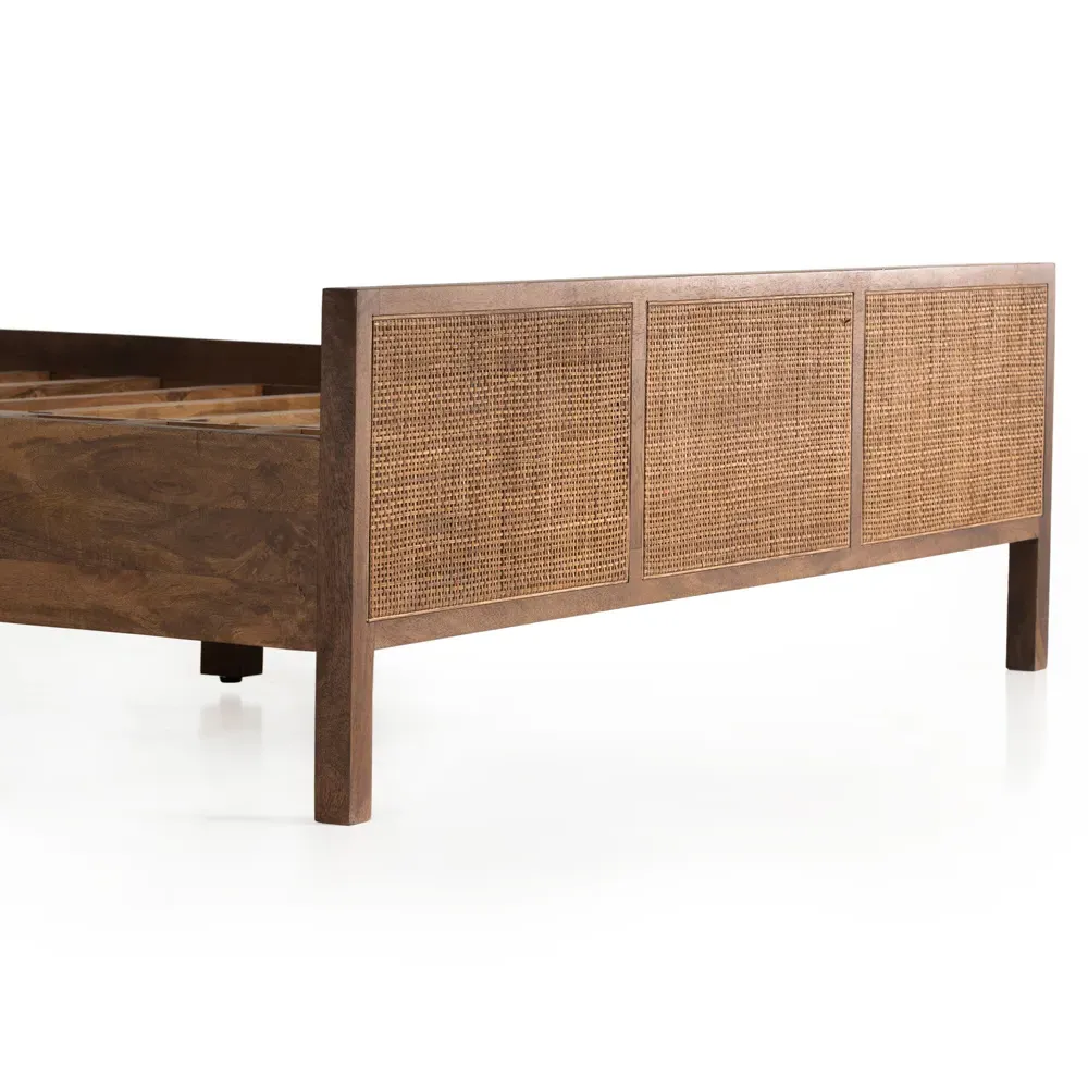 Rhian King Size Bed Frame - Dark Brown Wash, Mango Wood