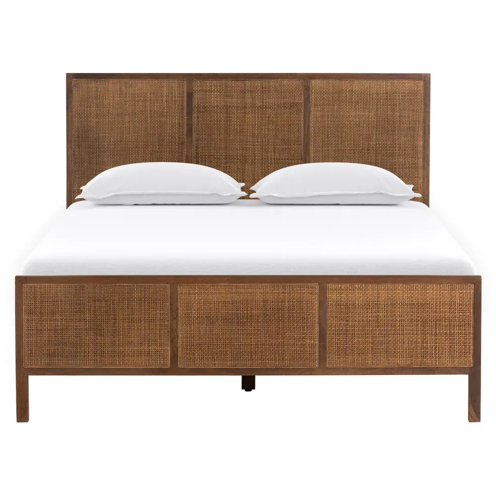 Rhian King Size Bed Frame - Dark Brown Wash, Mango Wood