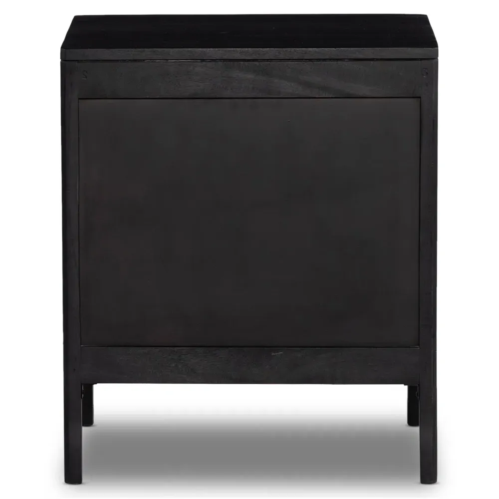 Rhian Left Facing Nightstand with Removable Shelf - Black, Mango Wood