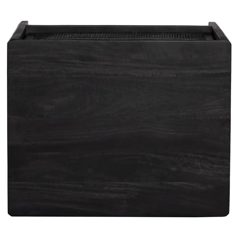 Rhian Left Facing Nightstand with Removable Shelf - Black, Mango Wood