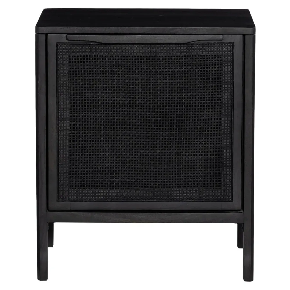 Rhian Left Facing Nightstand with Removable Shelf - Black, Mango Wood