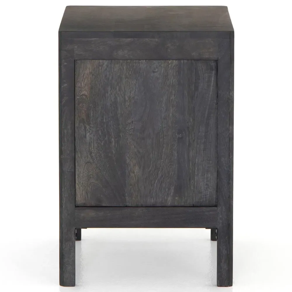 Rhian Left Facing Nightstand with Removable Shelf - Black Wash, Mango Wood