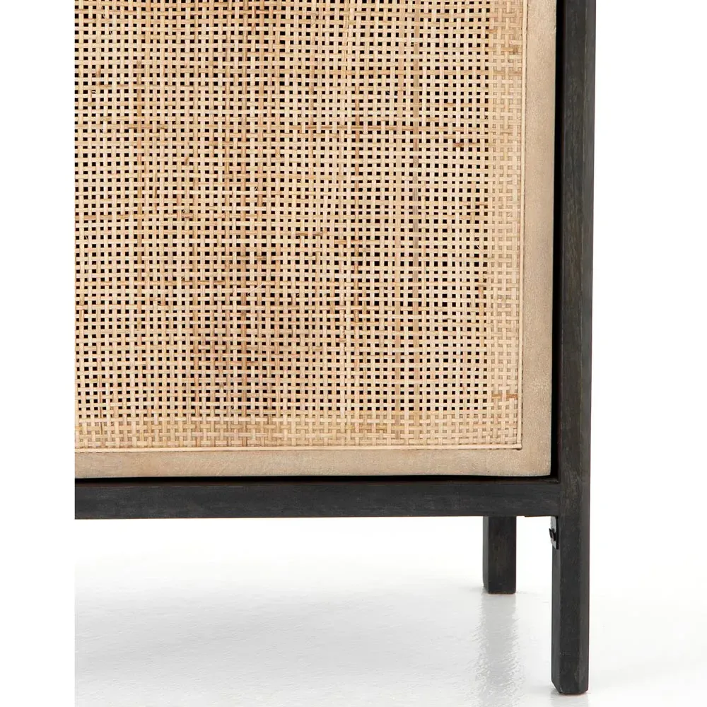 Rhian Left Facing Nightstand with Removable Shelf - Black Wash, Mango Wood