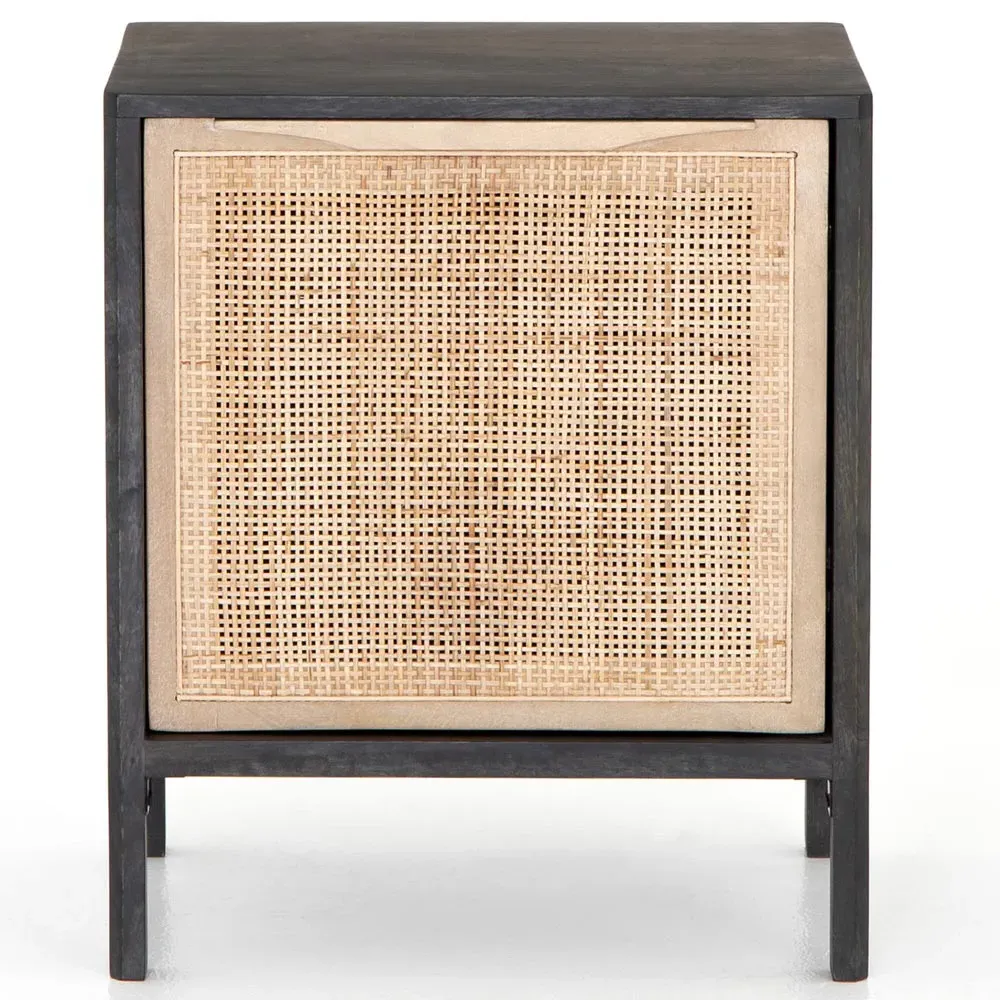 Rhian Left Facing Nightstand with Removable Shelf - Black Wash, Mango Wood image