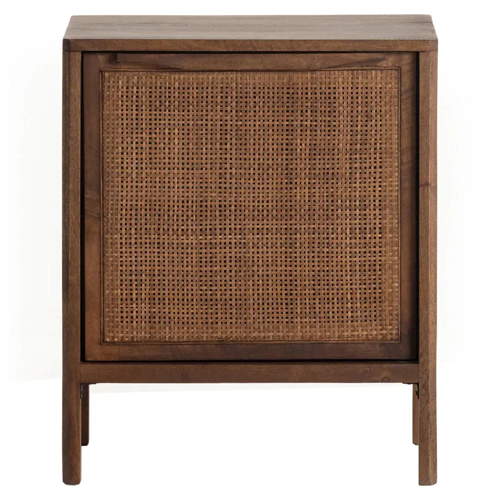 Rhian Left Facing Nightstand with Removable Shelf - Brown Wash, Mango Wood