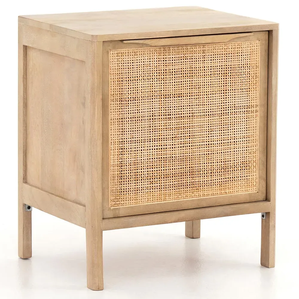 Rhian Left Facing Nightstand with Removable Shelf - Natural, Mango Wood