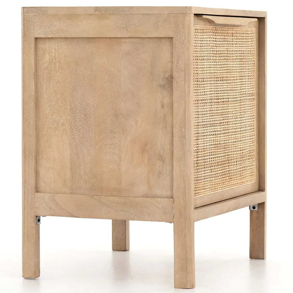 Rhian Left Facing Nightstand with Removable Shelf - Natural, Mango Wood