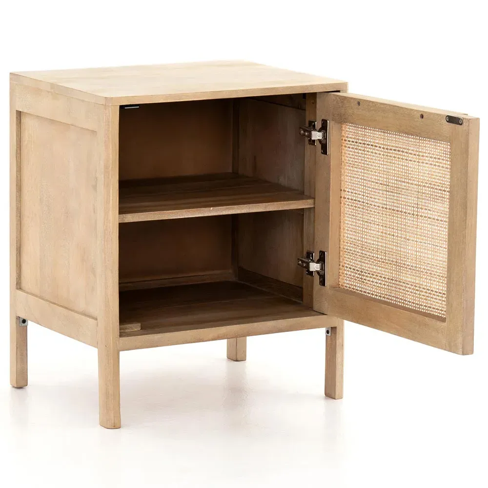Rhian Left Facing Nightstand with Removable Shelf - Natural, Mango Wood