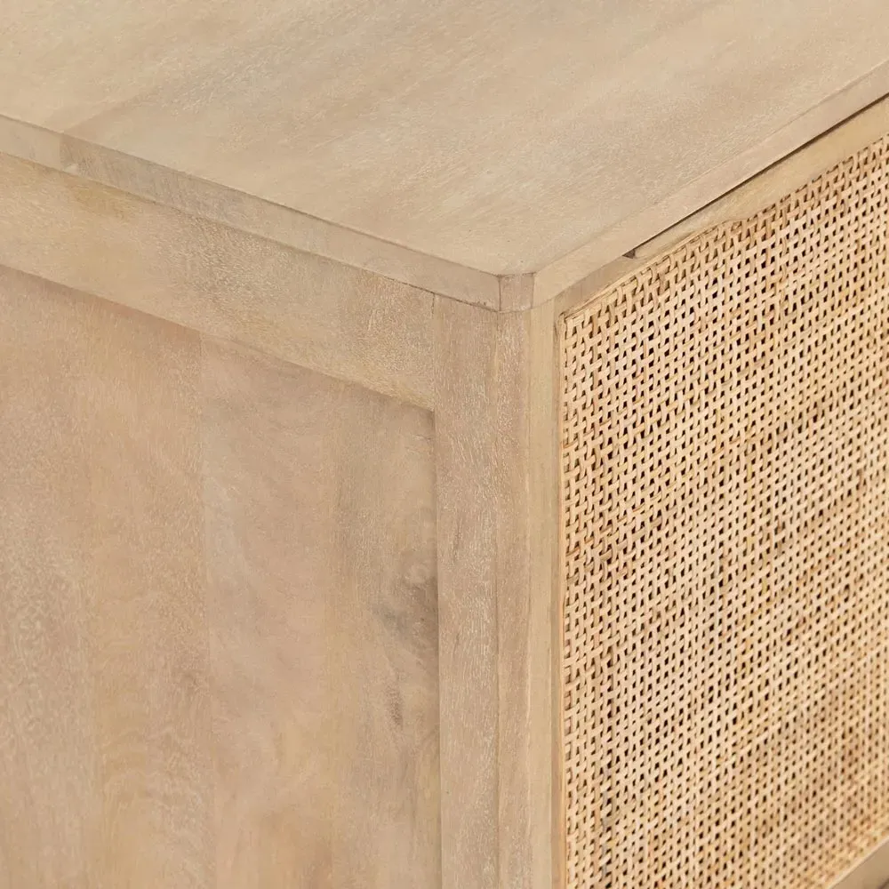 Rhian Left Facing Nightstand with Removable Shelf - Natural, Mango Wood