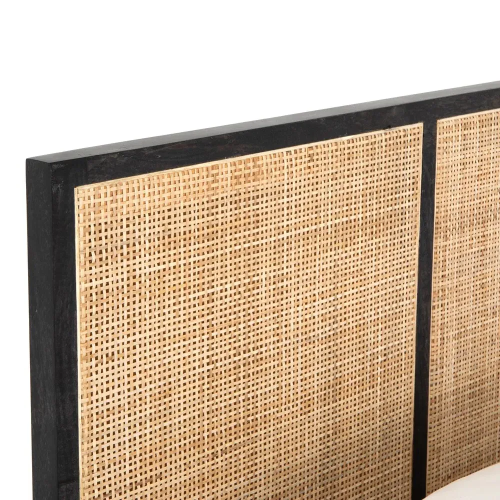 Rhian Queen Size Bed Frame - Black Wash, Mango Wood