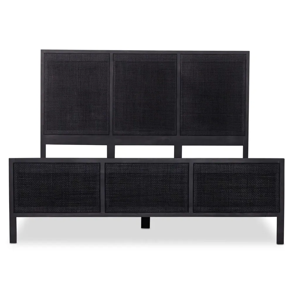 Rhian Queen Size Bed Frame - Black Wash, Mango Wood