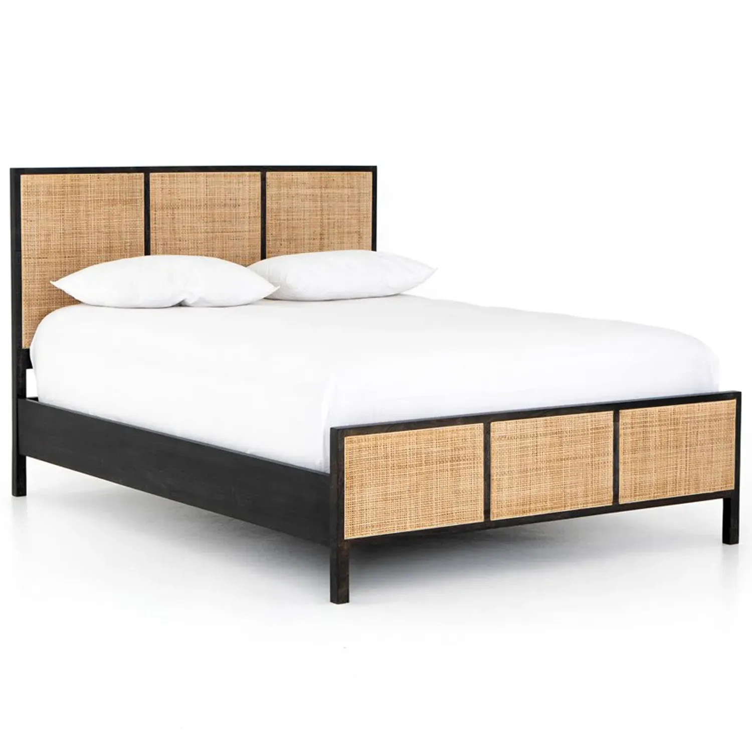 Rhian Queen Size Bed Frame - Black Wash, Mango Wood