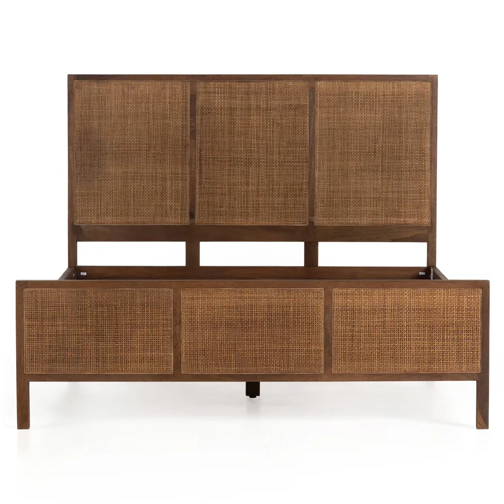 Rhian Queen Size Bed Frame - Dark Brown Wash, Mango Wood